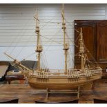 A large scratch built model of The Bounty, length 128cm