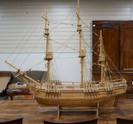 A large scratch built model of The Bounty, length 128cm