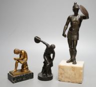 After the antique bronze discus thrower, boy with thorn in foot and spelter Greek warrior (3) -