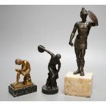 After the antique bronze discus thrower, boy with thorn in foot and spelter Greek warrior (3) -