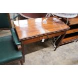 A George III rectangular mahogany folding tea table, width 91cm, depth 44cm, height 76cm