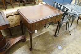 A George II and later walnut lowboy, width 79cm, depth 50cm, height 72cm