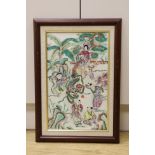A Chinese 20th century famille rose porcelain plaque - 42 x 26cm