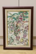 A Chinese 20th century famille rose porcelain plaque - 42 x 26cm