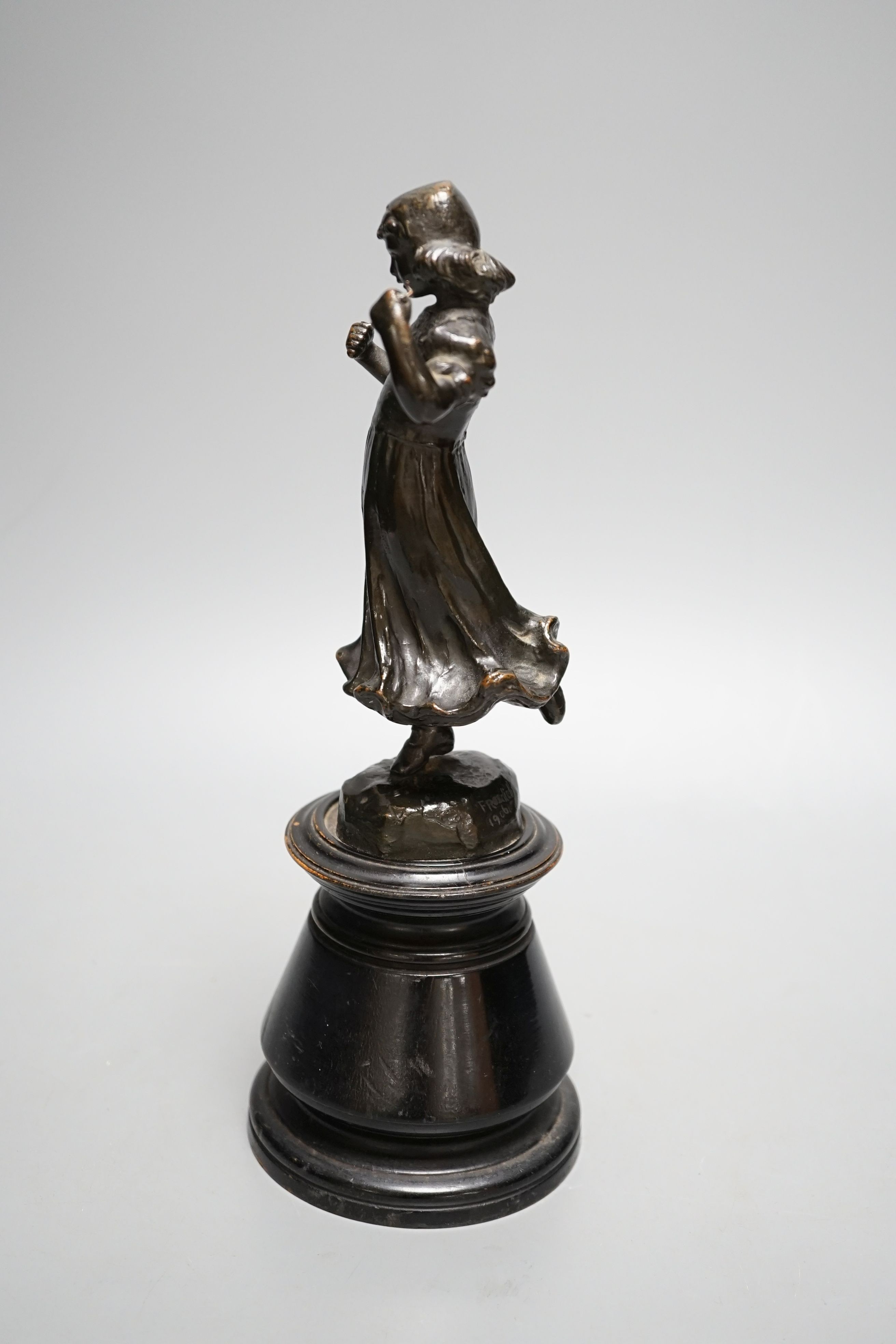 Louis Frederick Roselieb (Roslyn) - an Edwardian Art Union of London bronze figure of a girl,17.5cm - Image 3 of 6
