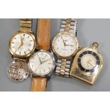 Three gentleman's wrist watches, Tissot, Longines VHP quartz and Admiration, an Eterna movement