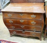 A Dutch mahogany four drawer bombe chest, width 89cm, depth 49cm, height 81cm