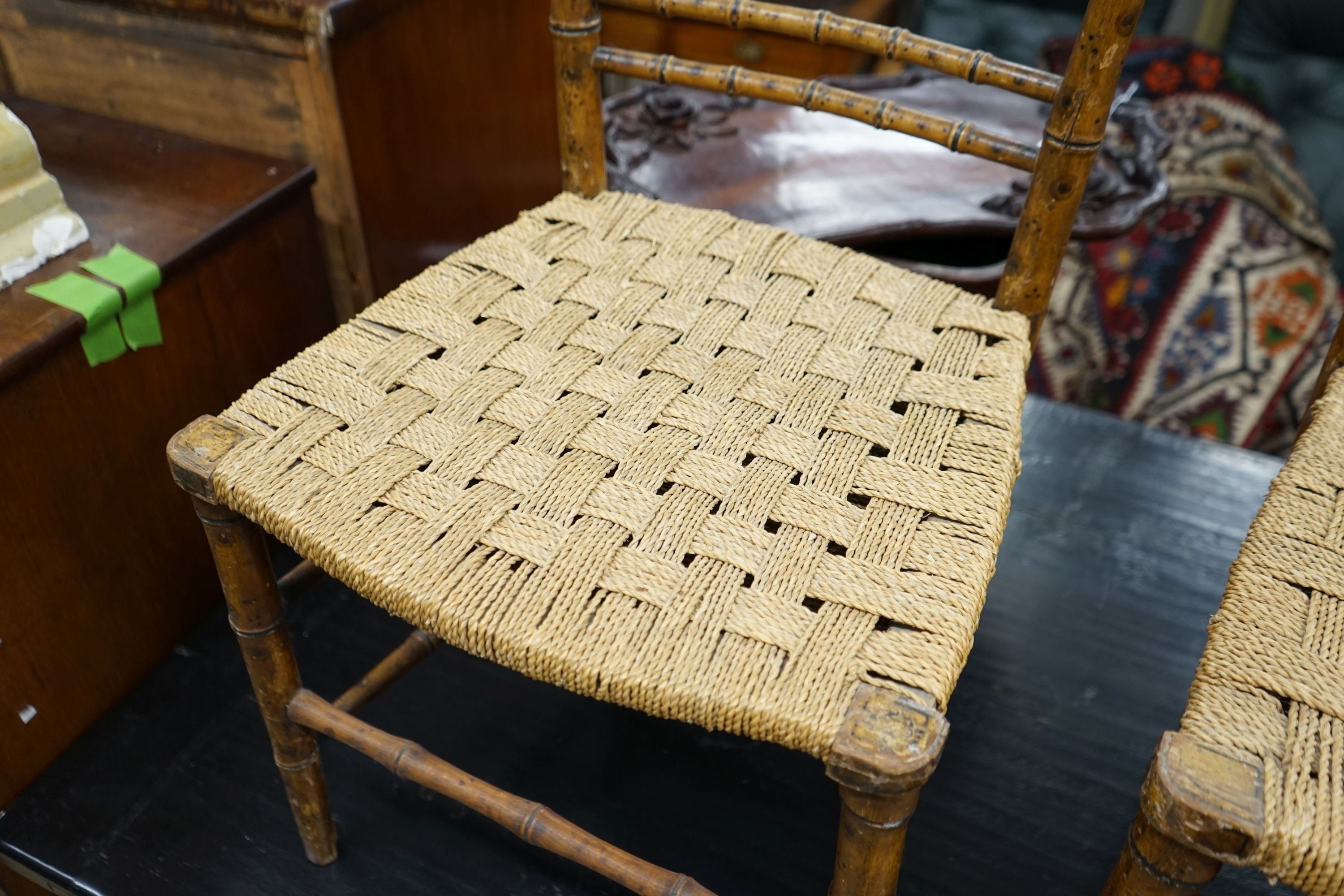 A pair of Regency faux bamboo cane seated chairs - Image 2 of 4
