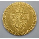 A 1796 gold half guinea, about VF.