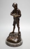 Franz Kucharzyk (1880-1930) bronze figure of a boy - 30cm tall