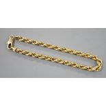 A modern 585 yellow metal rope twist bracelet, 19cm,6 grams.