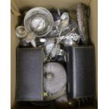 A collection of assorted sterling or silver items, including a cased set of five (ex 6) silver and