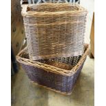 Two rectangular wicker baskets, larger width 63cm, height 42cm