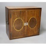 A Regency brass inlaid rosewood table cabinet, fitted with five drawers - 30cm tall
