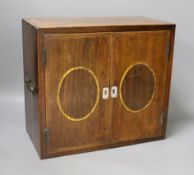 A Regency brass inlaid rosewood table cabinet, fitted with five drawers - 30cm tall