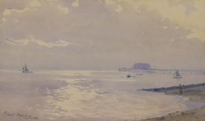 Ernest Marillier (19th/20th C.), watercolour, 'A February evening, Hastings', signed and dated 1892,
