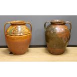 Two 19th century Continental Europe pottery urns - 35cm high