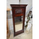 An early 19th century Biedermeier mahogany framed pier glass, width 54cm, height 120cm