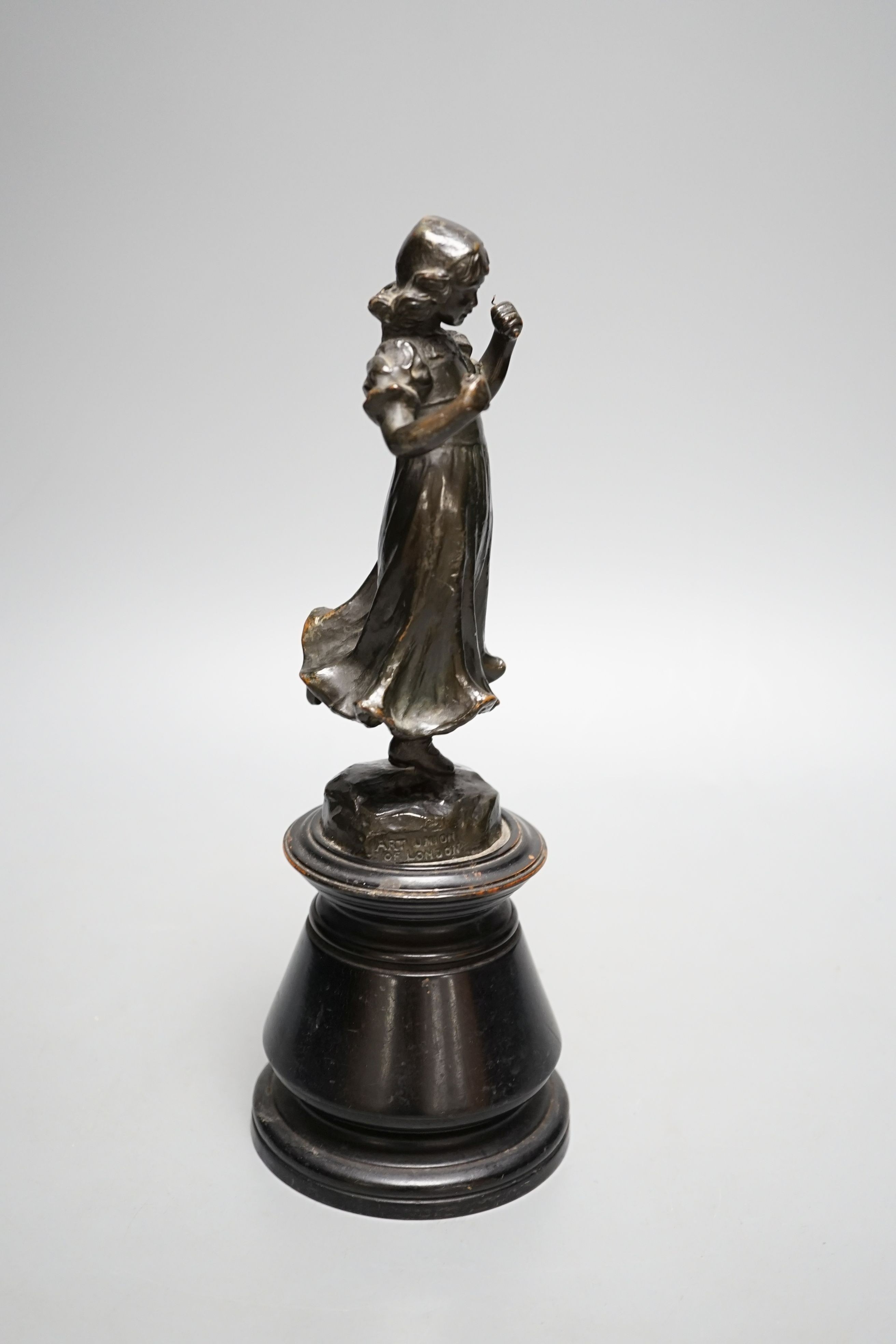 Louis Frederick Roselieb (Roslyn) - an Edwardian Art Union of London bronze figure of a girl,17.5cm - Image 5 of 6