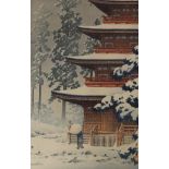 Kawase Hasui (1883-1957), woodblock print, Saishoin Temple, Hirosaki, 36 x 24cm