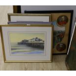 Sussex Interest: A watercolour of the West Pier, Brighton by Cecil Rice, 25 x 35cm, a Graham Clark