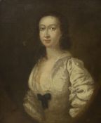 18th century English School, oil on canvas, Portrait of a lady, later inscription verso, 36 x 30cm