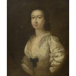 18th century English School, oil on canvas, Portrait of a lady, later inscription verso, 36 x 30cm