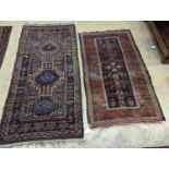 Two Caucasian geometric polychrome rugs, largest 190 x 96cm