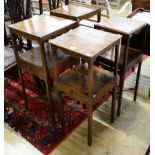 Four George III and later mahogany two tier washstands, largest width 37cm, depth 36cm, height 82cm