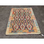 An Anatolian design polychrome geometric flatweave carpet, 196 x 156cm