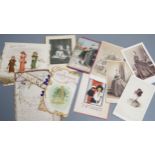 Victorian and later greetings cards, stamps etc