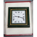 A Must de Cartier travelling timepiece in box,timepiece 7.5 cms square.