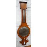 A Victorian oak wheel barometer, height 104cm