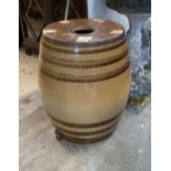 A large Victorian Doulton Lambeth salt glazed barrel, diameter 50cm, height 70cm