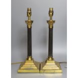 A pair of Corinthian column table lamps - 43cm tall