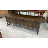 A Chinese elm low cabinet, length 145cm, depth 36cm, height 43cm