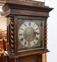 A 1920's oak 8 day longcase clock, height 187cm