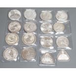 Eight 1oz assorted Australian 1 dollar coins, finesse .999, four 1oz assorted Canadian dollar coins,