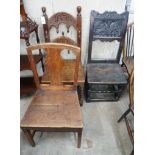 Three 18th century and later provincial wood seat dining chairs