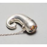 A late Victorian silver and Scottish hardstone inset cornucopia shaped vinaigrette, Birmingham,