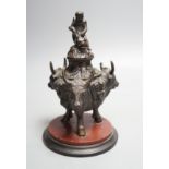 A classical revival bronze inkwell and cover, late 19th century - 18cm tall