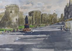 Robert Tavener (1920-2004), ink and watercolour, 'Windsor Castle - Victoria Monument', signed, 27