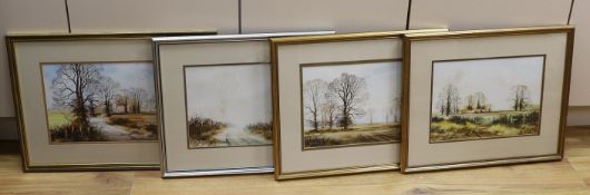 Lewis Howe-Bennett (b.1936), four watercolours, Autumn landscapes, signed, largest 26 x 42cm