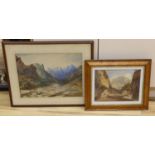 19th century English School, two watercolours, Mountainous landscapes in Greece and The Alps,