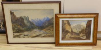 19th century English School, two watercolours, Mountainous landscapes in Greece and The Alps,