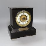An Ansonia, New York, marriage mantel clock presented to ‘Mr H. J Halls’ dated 1911- 24cm tall