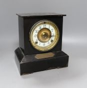 An Ansonia, New York, marriage mantel clock presented to ‘Mr H. J Halls’ dated 1911- 24cm tall