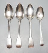 A set of three George IV silver tablespoons, by William Bateman, London, 1822 and a later silver