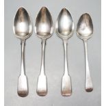 A set of three George IV silver tablespoons, by William Bateman, London, 1822 and a later silver