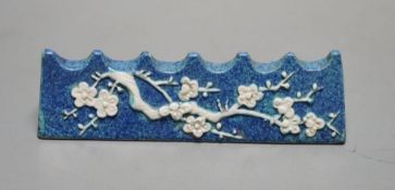 A Chinese robin's egg glazed brush rest, 19th century,10 cms wide.